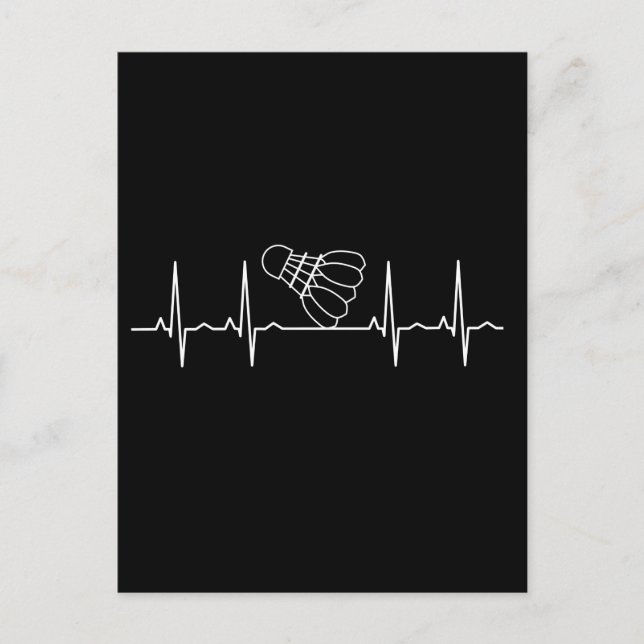 Badminton Racket Heartbeat Postcard (Front)