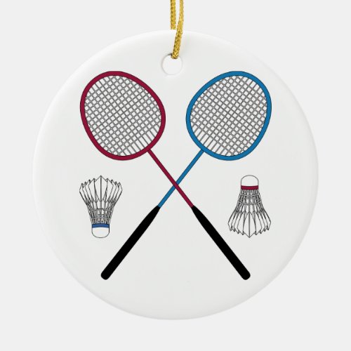 Badminton Rackets Birdies Shuttlecocks Ceramic Ornament