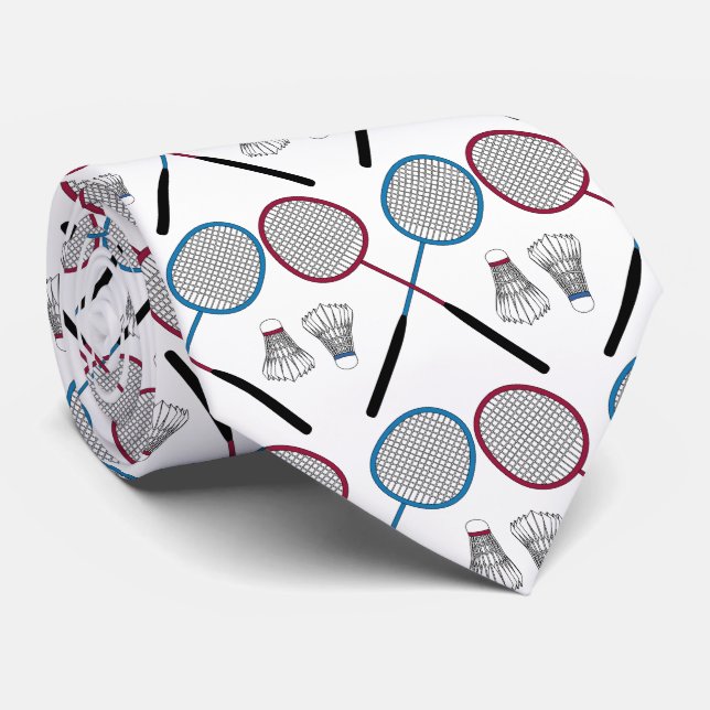 Badminton Rackets Birdies Shuttlecocks Neck Tie (Rolled)