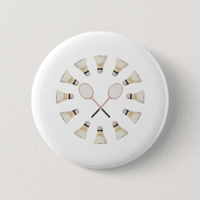 Badminton Rackets Pinback Button (Front)