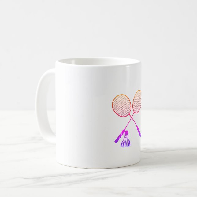 Badminton Rackets Shuttlecock Birdie Ombre  Coffee Mug (Front Left)