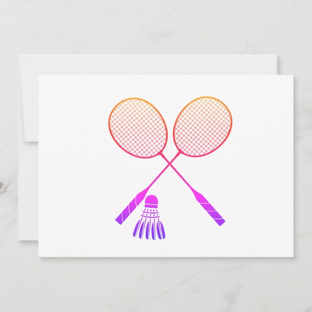 Badminton Rackets Shuttlecock Birdie Ombre  Invitation (Front)