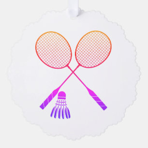 Badminton Rackets Shuttlecock Birdie Ombre Ornament Card