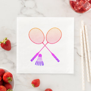 Badminton Rackets Shuttlecock Birdie Ombre   Paper Dinner Napkins