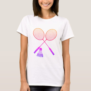Badminton Rackets Shuttlecock Birdie Ombre T-Shirt