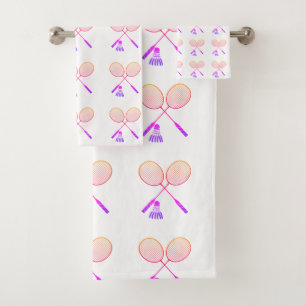 Badminton Rackets Shuttlecock Birdie Pattern Bath Towel Set