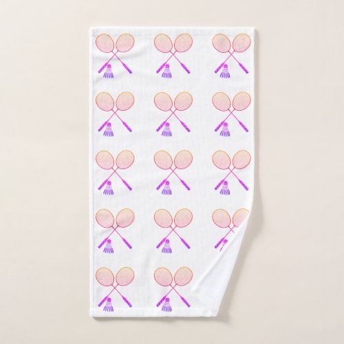 Badminton Rackets Shuttlecock Birdie Pattern Hand Towel