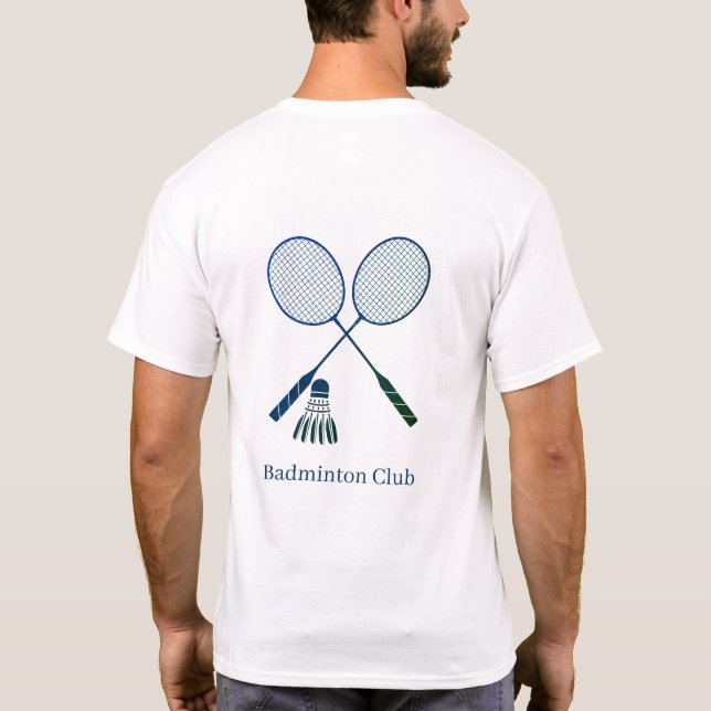 Badminton Rackets Shuttlecock Birdie Personalized T-Shirt (Back)