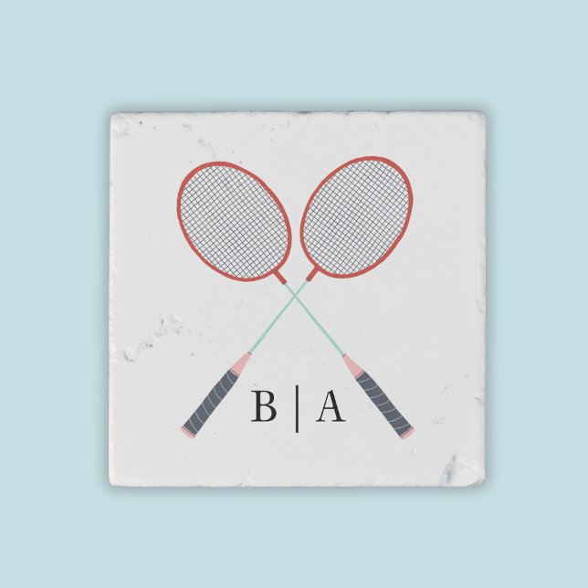 Badminton Racqets Personalized Initial Monogram Stone Magnet (Badminton Racqets Personalized Initial Monogram Stone Magnet
)