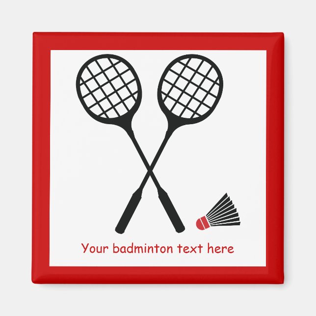 Badminton racquet and shuttlecock custom magnet (Front)