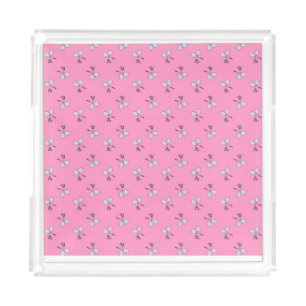 Badminton Racquet Pattern Pink Acrylic Tray