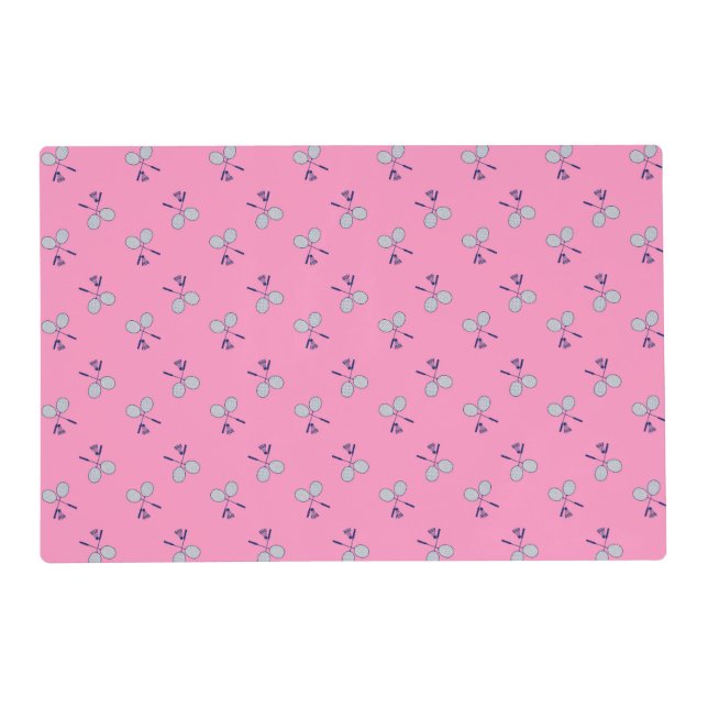 Badminton Racquet Pattern Pink Placemat (Front)
