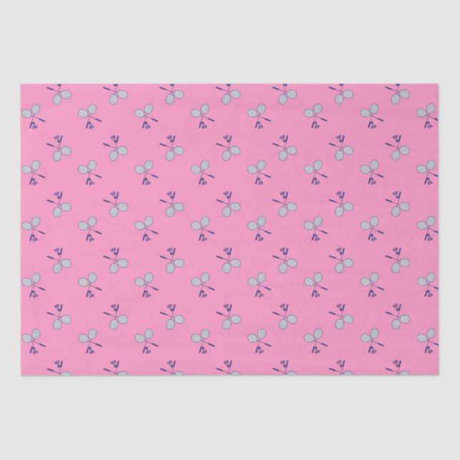 Badminton Racquet Pattern Pink Tissue Paper (Front)