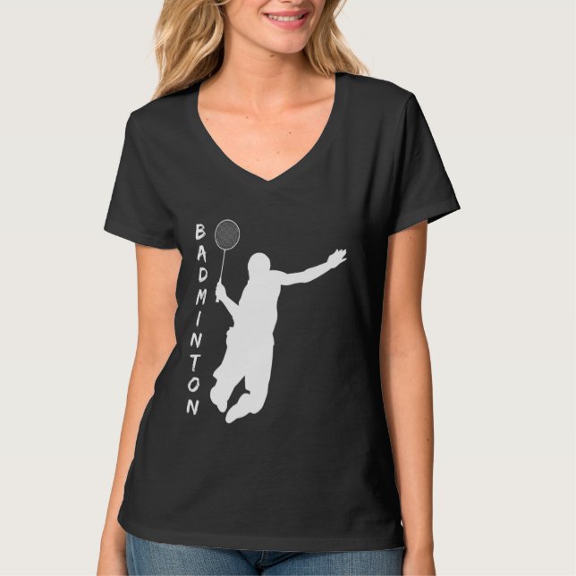 Badminton Racquet Sport Man Boy Strokes T-Shirt (Front)
