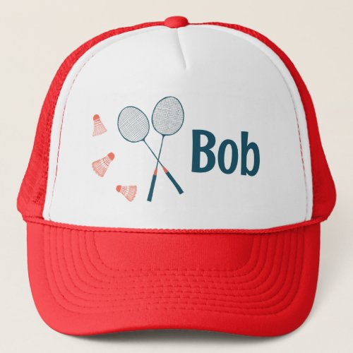 Badminton Racquets  Birdies Fun Cute CUSTOM NAME Trucker Hat