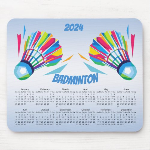 Badminton Rainbow 2024 Calendar Mousepad