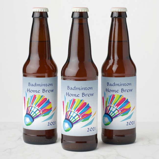 Badminton Rainbow Shuttlecock Blue Beer Label