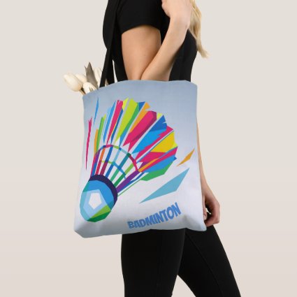 Badminton Rainbow Shuttlecock Blue Tote Bag