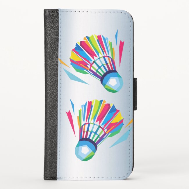 Badminton Rainbow Shuttlecock iPhone X Wallet Case