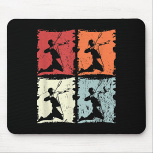 Badminton Retro Badminton Player, Shuttle  Mouse Pad