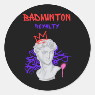 Badminton Royalty Greek Statue Champion Athlete Pl Classic Round Sticker