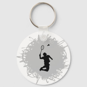 Badminton Scribble Style Keychain