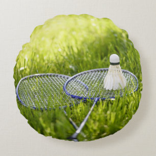 Badminton Set to Go Round Pillow