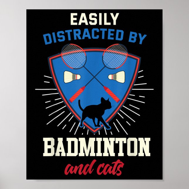 Badminton Shirt Funny Cat Lover Badminton Player G Poster (Front)