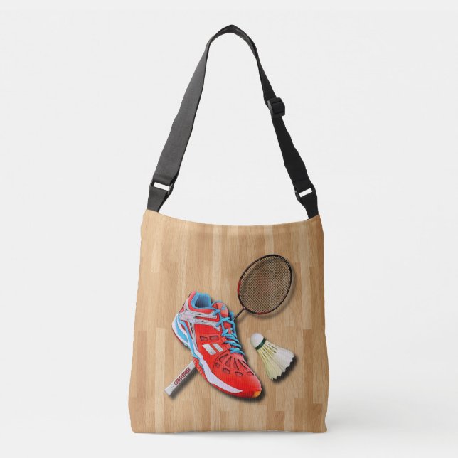 Badminton Shoe Racket Shuttlecock With Your Name Crossbody Bag (Front)