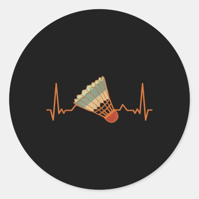 Badminton Shuttle Court Game Sport Heartbeat Badmi Classic Round Sticker (Front)