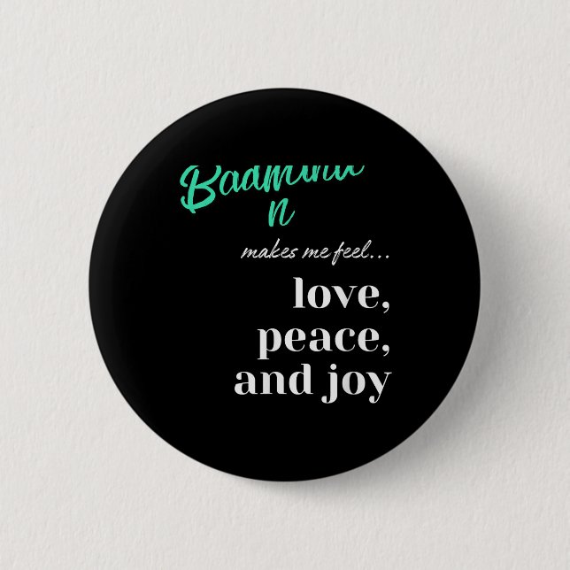 Badminton Shuttle Love Peace Joy Racket Sport  Button (Front)