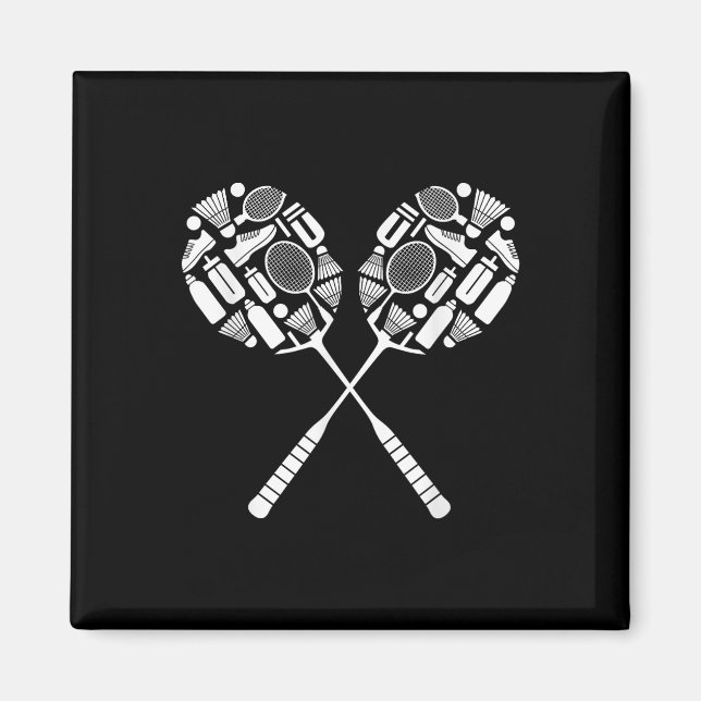 Badminton Shuttle Racket Equipment Icon Silhouette Magnet (Front)