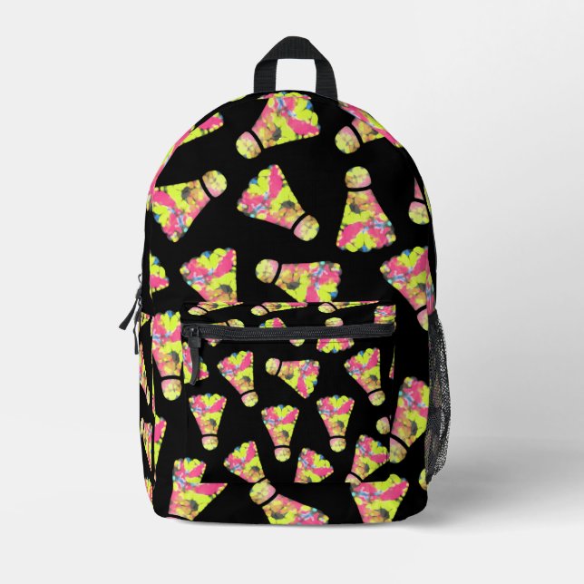 Badminton Shuttlecock Art Colorful pattern gift Printed Backpack (Front)