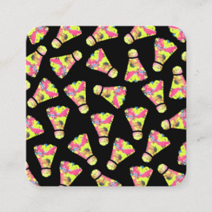Badminton Shuttlecock Art Colorful pattern gift Square Business Card