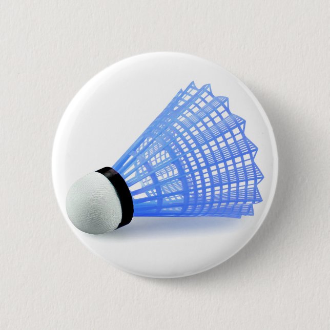 Badminton Shuttlecock Birdie Blue Sports Button (Front)
