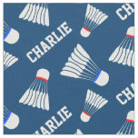 Badminton shuttlecock blue name pattern fabric