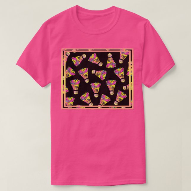 Badminton Shuttlecock Colorful Pattern T-Shirt (Design Front)