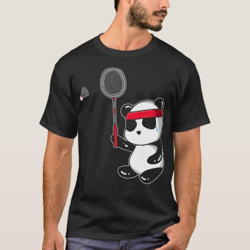 Badminton Shuttlecock Panda badminton racket birth T_Shirt