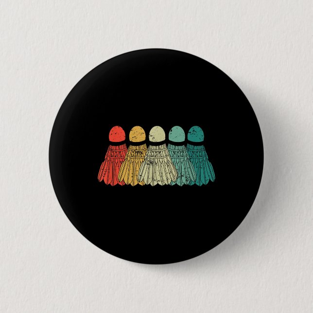 Badminton Shuttles Game Match Racket Ball Retro Vi Button (Front)