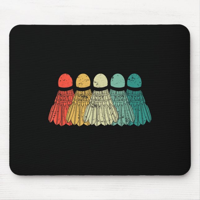 Badminton Shuttles Game Match Racket Ball Retro Vi Mouse Pad (Front)