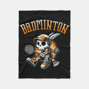 Badminton Skeleton With Racket And Shuttle Fleece Blanket