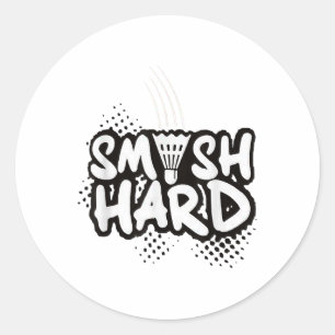 Badminton Smash Hard Champion Gift Classic Round Sticker