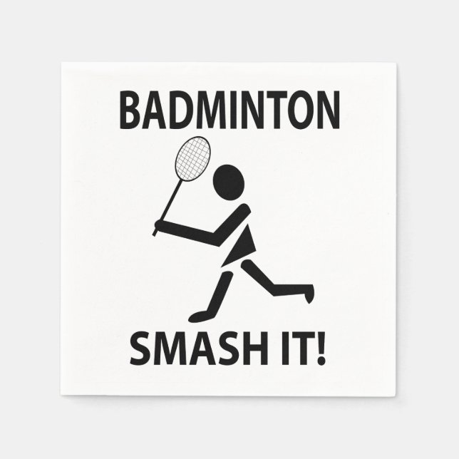 Badminton Smash It Sports Player Badminton Party Napkins (Front)