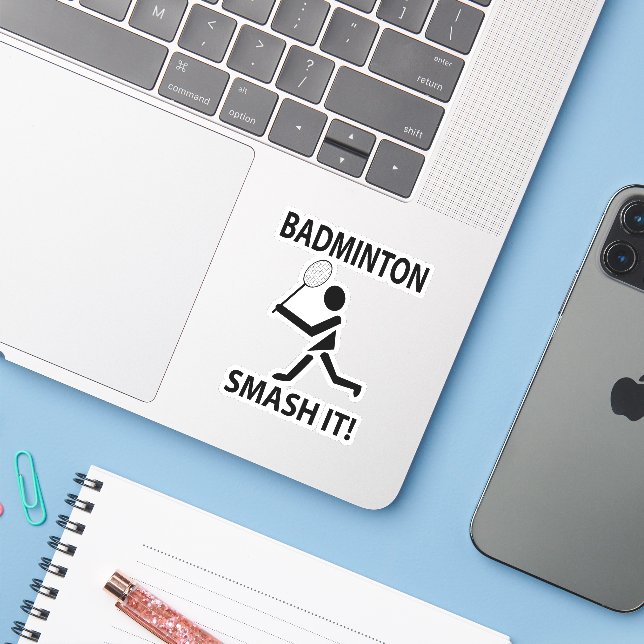 Badminton Smash It Sports Player Badminton  Sticker (Laptop w/ iPhone)