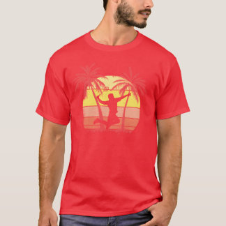 Badminton Smash Player Summer Sunset 80s Palm frie T-Shirt