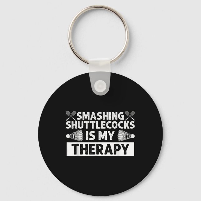 Badminton Smashing Shuttles Racquet Sport  Keychain (Front)