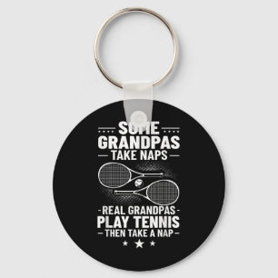 Badminton Some Grandpas Take Naps Real Grandpas Pl Keychain