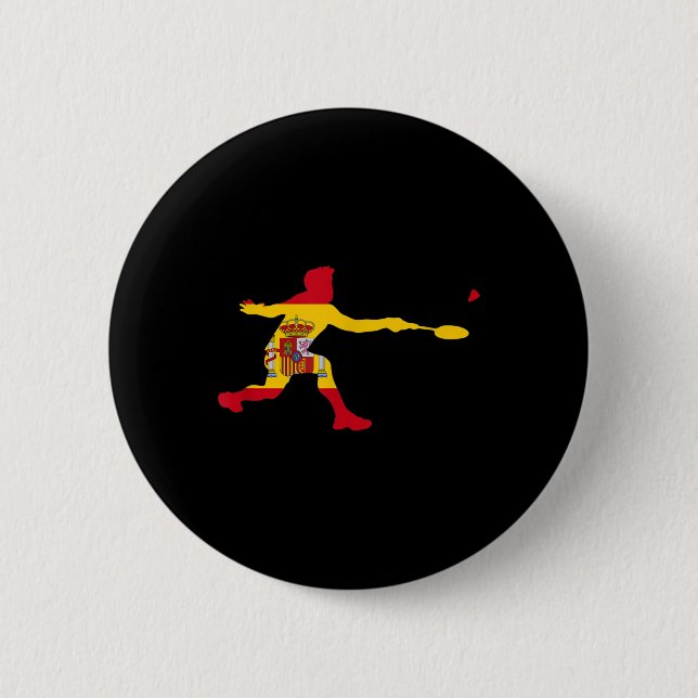 Badminton Spanish Flag Racquet Shuttle Men Player  Button (Front)