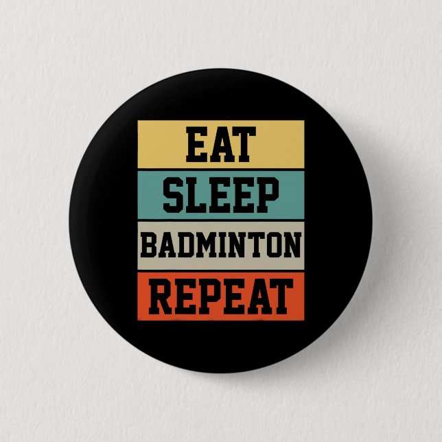 Badminton Sport Player Retro Funny Gift  Button (Front)