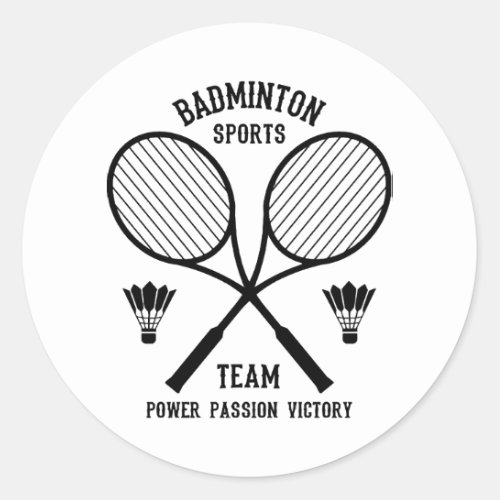 Badminton Sports Team Classic Round Sticker